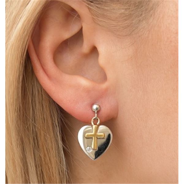 SILVER (2.53g), GENUINE DIAMOND (0.02ct) EARRINGS