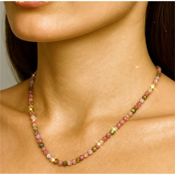 SILVER (4.78g), GENUINE TOURMALINE NECKLACE 16"