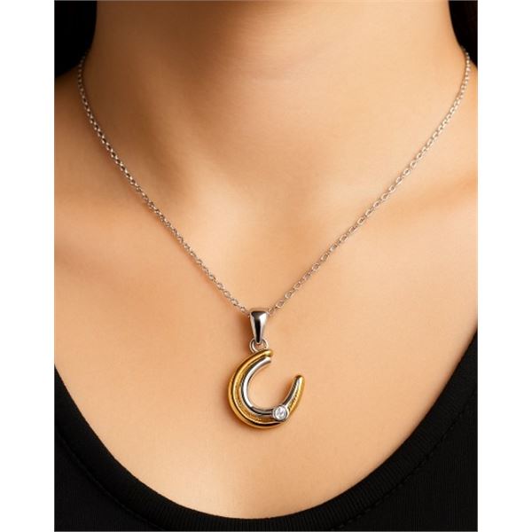 SILVER (2.35g), GENUINE DIAMOND (0.01ct) NECKLACE 15"