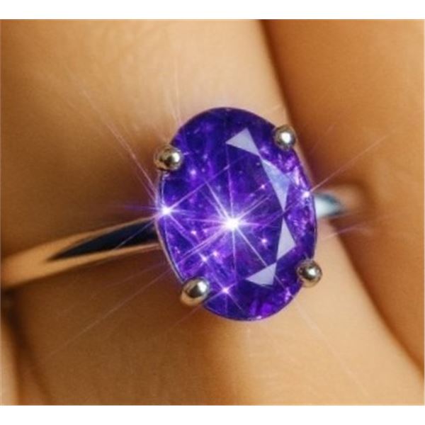 SILVER (2.16g), BLUE SAPPHIRE (1ct) RING