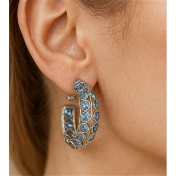 SILVER (2.1g), BLUE SAPPHIRE (APP 1.56CTct) EARRINGS