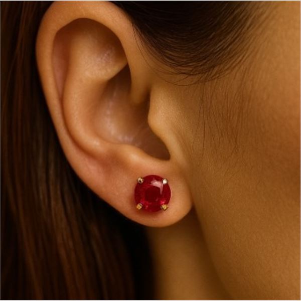 14K (0.4g), NATURAL RUBY (0.76ct) EARRINGS