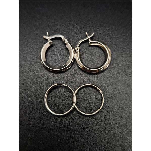 SILVER 2 PAIRS OF EARRING SET