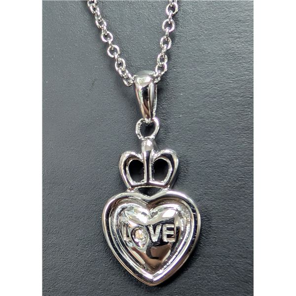 SILVER (2.53g), GENUINE DIAMOND (0.01ct) NECKLACE 15"