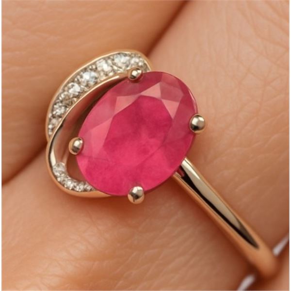 SILVER (2.61g), GENUINE RUBY (1ct) RING