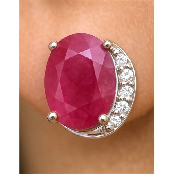 SILVER (2.92g), GENUINE RUBY (2ct) EARRING