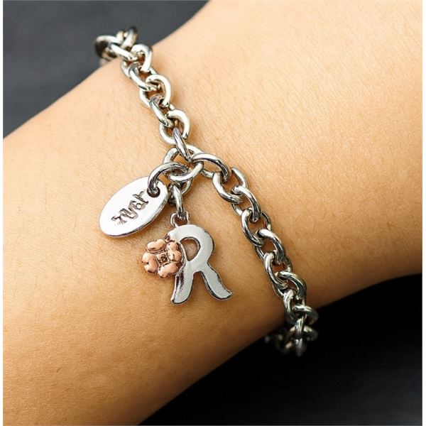 SILVER (3.76g), GENUINE DIAMOND (0.01ct) BRACELET 6"