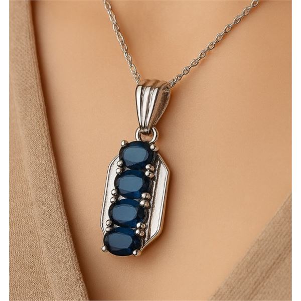 SILVER (1.45g), GENUINE SAPPHIRE (0.85ct) PENDANT