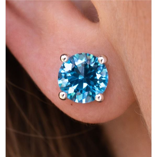 14k (0.48g), Blue lab diamond (1ct) Earrings