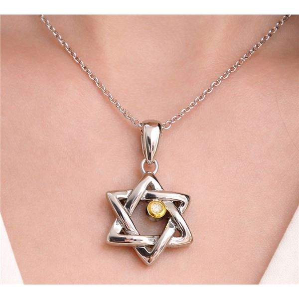 Silver (2.71g), Natural Diamond (0.01ct) Necklace 15"