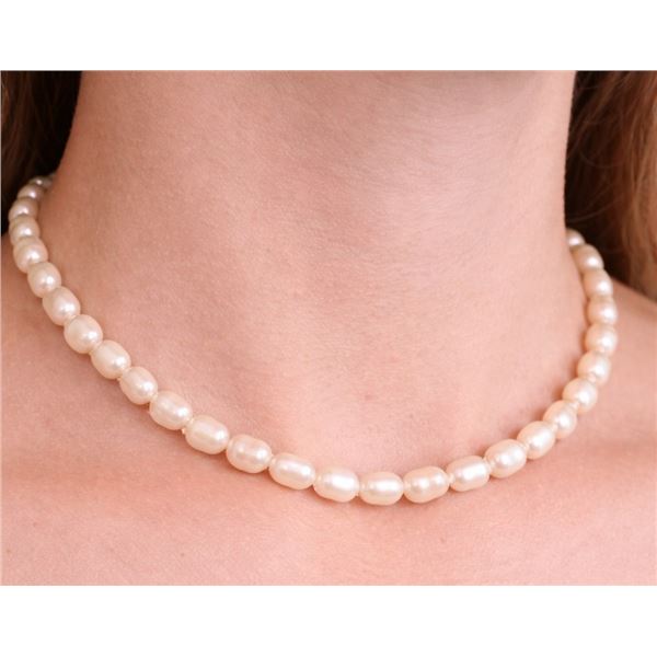 Silver Fresh Water Pearl Necklace 16"