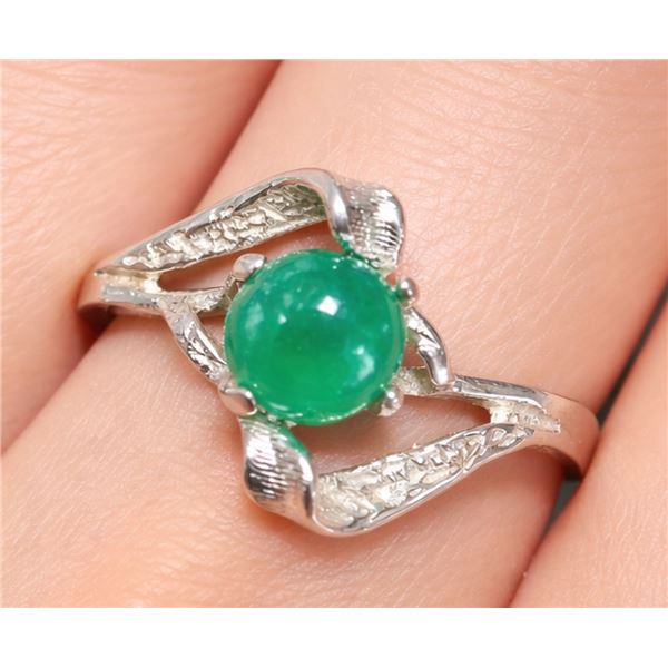 Silver (1.75g), Green Chalcedony Ring