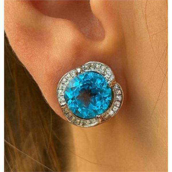 Silver (4.4g), Blue topaz (5.5ct) Earring