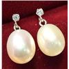 Image 2 : 10k (1.08g), F.W. Pearl & Lab Diamond (0.05ct) Earrings
