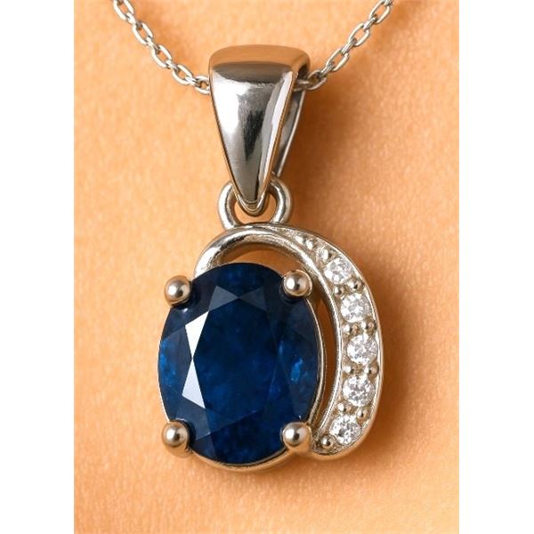 Silver (1.05g), Sapphire (1ct) Pendant