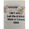 Image 4 : 14k (0.43g), Lab diamond (0.82ct) Earrings