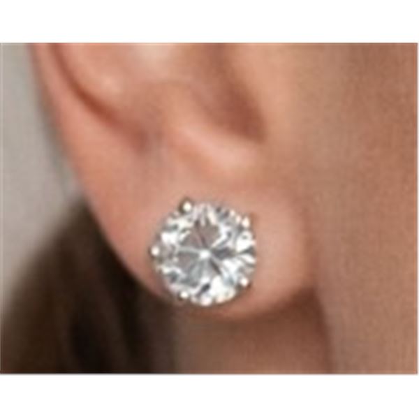 10K YG, Lab Diamond (2.04ct) Earrings, Made in Canada, Slight Blue Hue