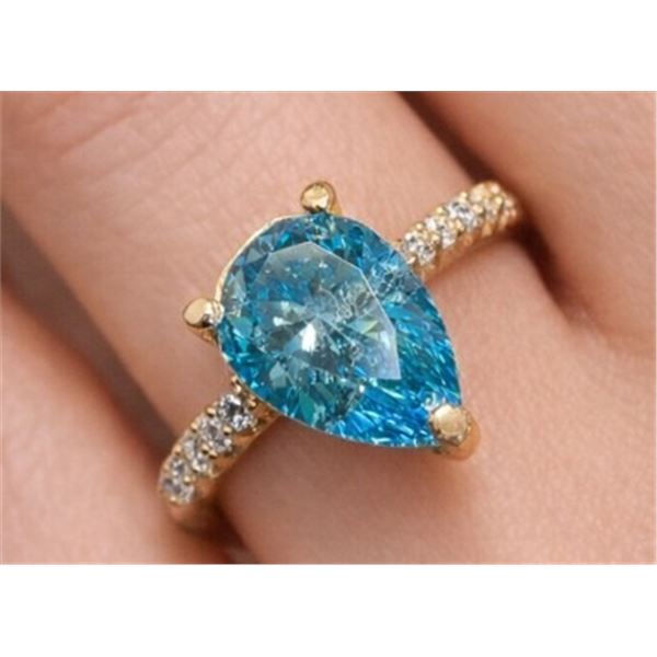 10K (1.51g), Blue Topaz (1.12ct) Ring Size 6, Natural Diamond 0.06ct