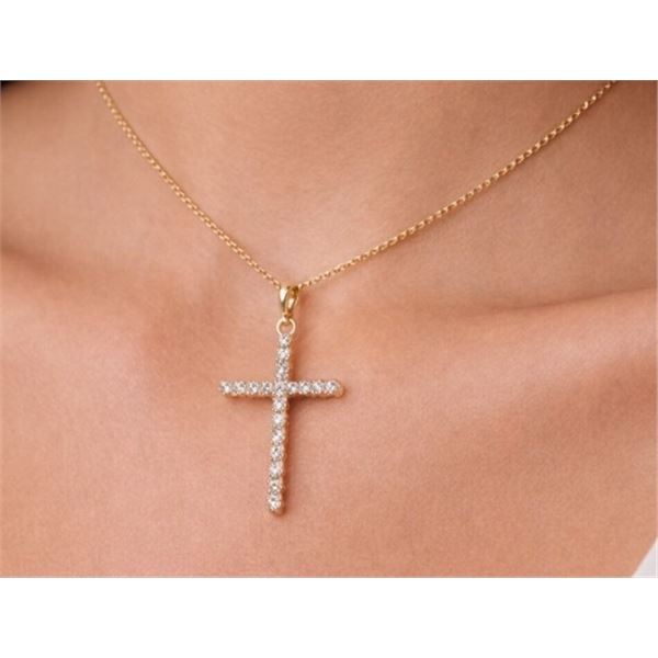 14K YG (0.77g), Cross Pendant ~ Diamonds (0.18ct)