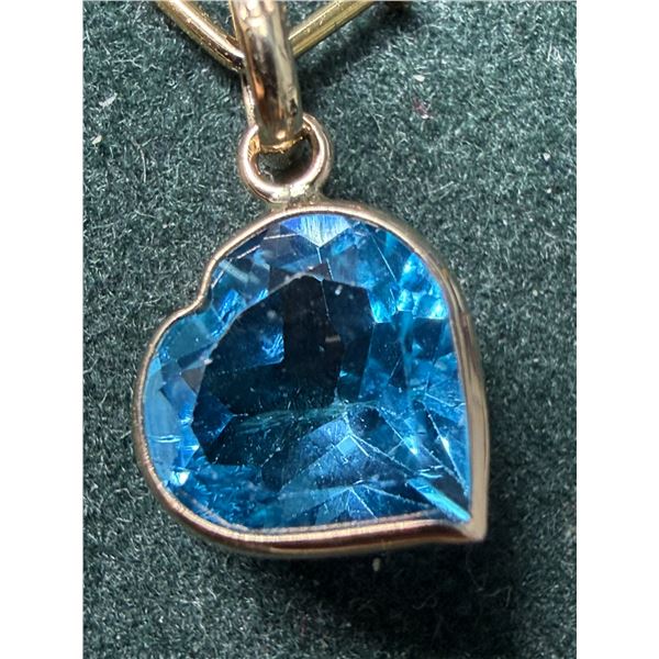 10K YG, Blue Topaz (2ct) Handcrafted Heart Design