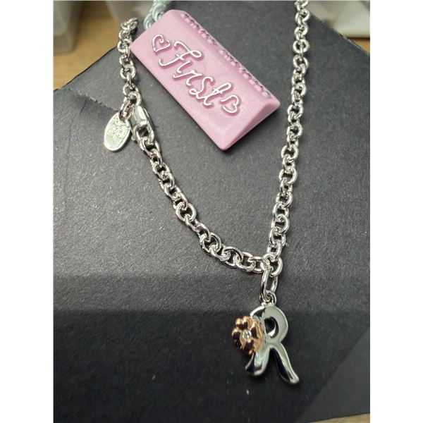 Sterling Silver (3.54g), Dia : Two-tone bracelet, Rhodium Plated