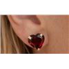 Image 1 : Sterling Silver (1.36g), Garnet (2ct) Gold-plated Heart Earrings