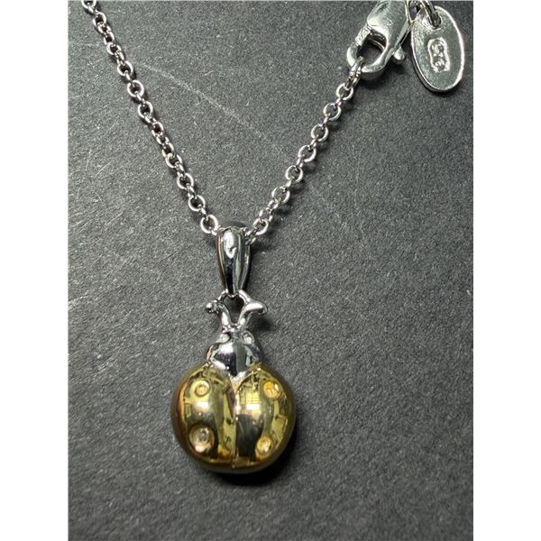 Sterling Silver (3.34g) 17 " Necklace, Rhodium Plated, Two-Tone