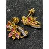 Image 2 : Gold Plated Sterling Silver (3g), Tourmaline / Citrine / Sparkling Cubic Zirconia (~2ct) Intricate E