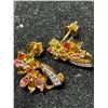 Image 3 : Gold Plated Sterling Silver (3g), Tourmaline / Citrine / Sparkling Cubic Zirconia (~2ct) Intricate E