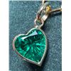 Image 2 : 10K YG, Lab Emerald (1.15ct) Handcrafted Heart Pendant