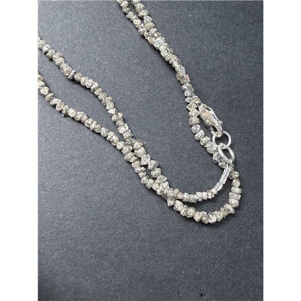 Silver Natural Diamond (Rough Diamond Bead) (11.93ct) Necklace