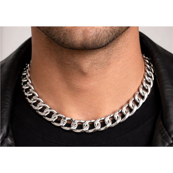 Silver (26g) Men's Heavy Rhodium Plated Italian Chain 19"