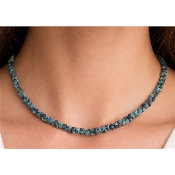 Natural Diamond (20ct) Rough Bead Enhanced Color Necklace 15-16"