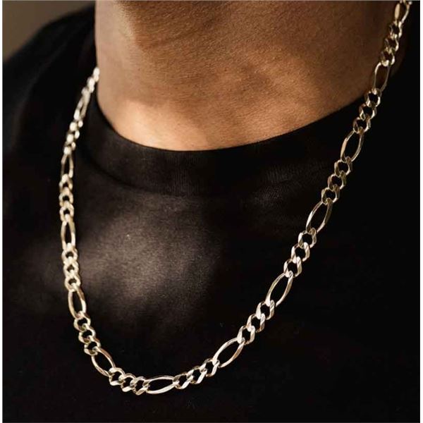 Silver (38g), Men's Heavy Rhodium Plated Italian Chain 24"