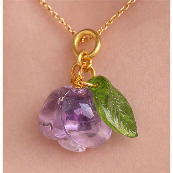 Genuine carved Amethyst Rose 2.3g Pendant