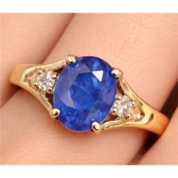 10k (1.67g), Genuine Sapphire (1.12ct), Diamond (0.04ct) Ring, Size 7