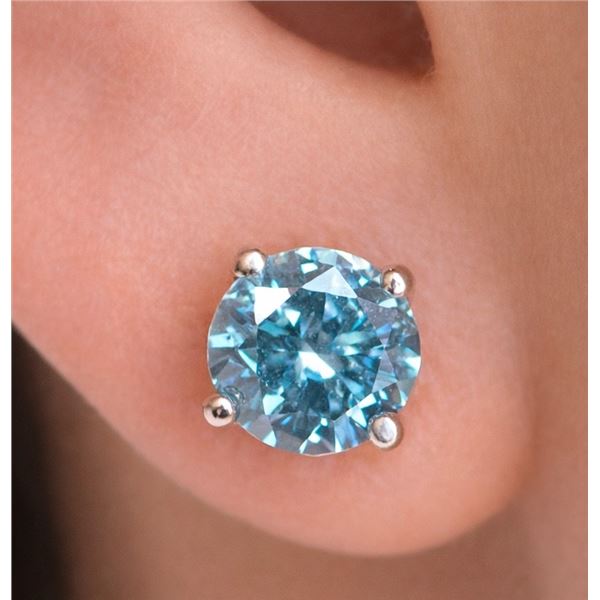 10k (1.01g), Blue Lab Diamond (1.5ct) Earrings