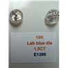 Image 4 : 10k (1.01g), Blue Lab Diamond (1.5ct) Earrings