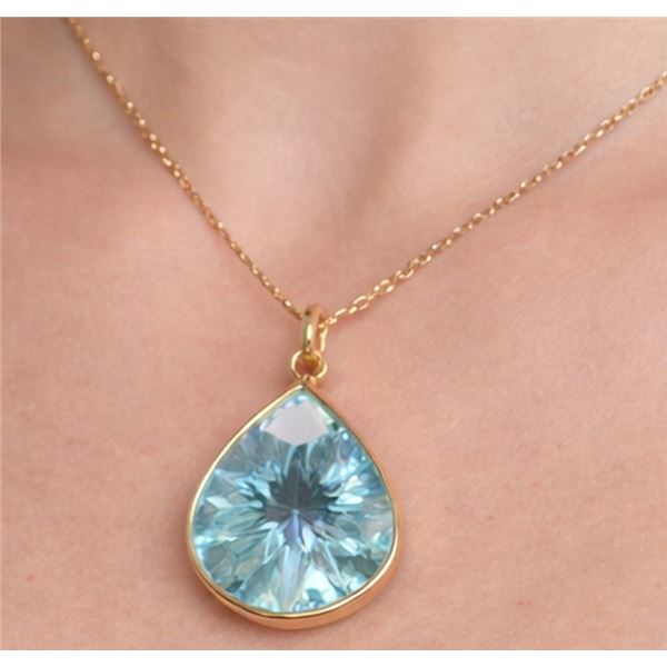 10k (1.26g), Carved Blue Topaz (app 5ct) Pendant