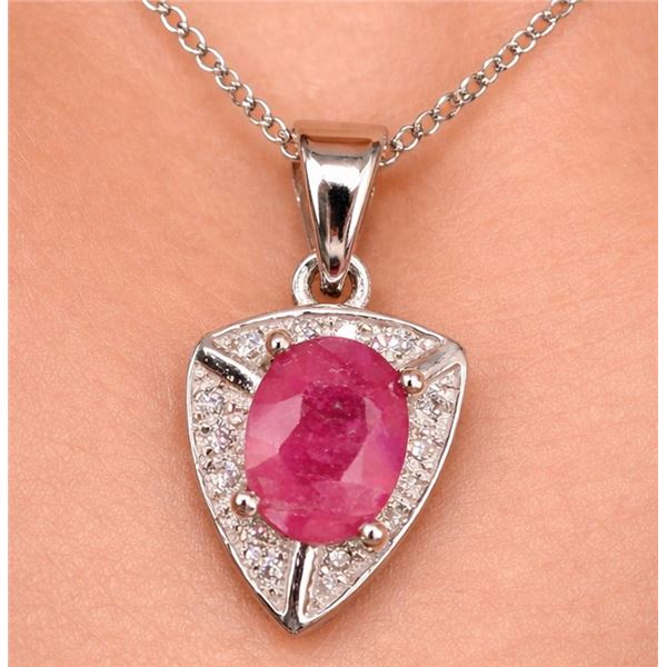 Silver (1.72g), Genuine Ruby (1ct) Pendant