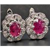 Image 2 : Silver (5.1g), Ruby (2ct) Earrings