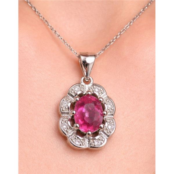 Silver (2.2g), Ruby (1ct) Pendant