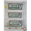 Image 1 : Canada $1 Bills 1954 DF "Devil's Face" (3 Sequential) : Beattie/Coyne #MA4980016-0017-0018