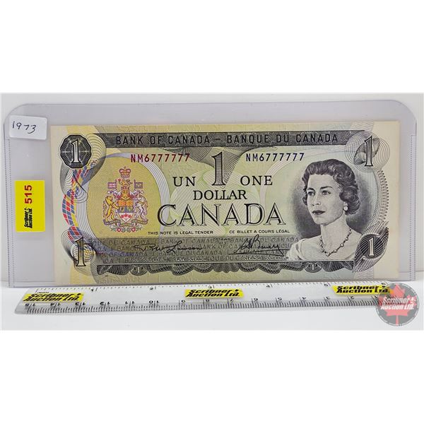 Canada $1 Bill 1973 (2 Digit S/N#) : Lawson/Bouey #NM6777777