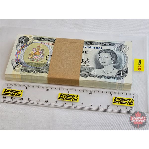 Canada $1 Bills 1973 (100 Consecutive : Bank Wrap) : Crow/Bouey #EAV3646800-899