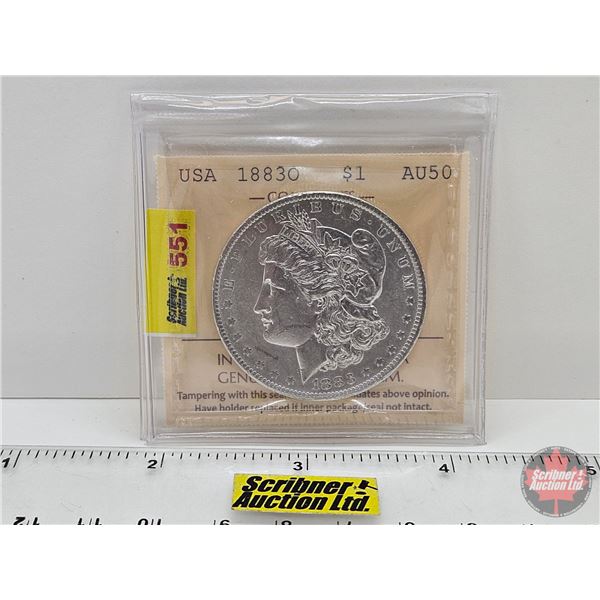 USA Morgan Dollar 1883O (ICCS Cert : AU50)