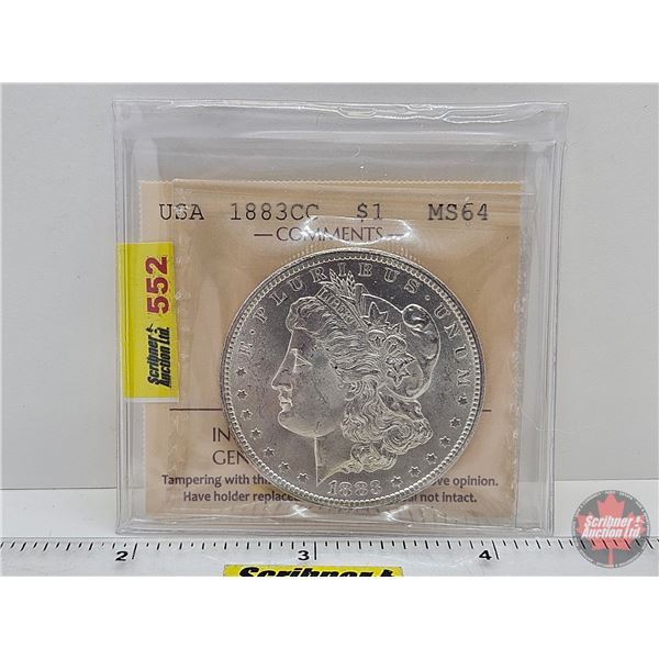 USA Morgan Dollar 1883CC "Carson City" (ICCS Cert : MS64)