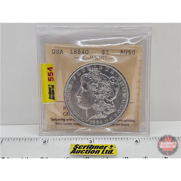 USA Morgan Dollar 1884O (ICCS Cert : AU50)