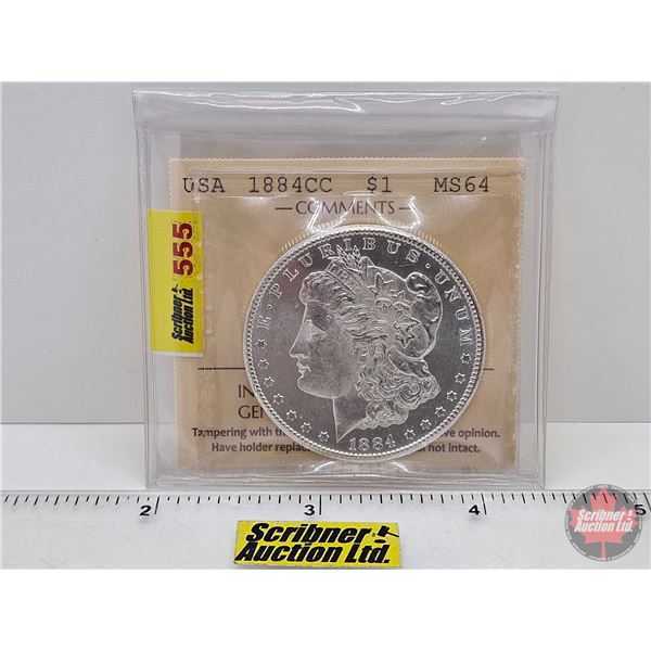 USA Morgan Dollar 1884CC "Carson City" (ICCS Cert : MS64)