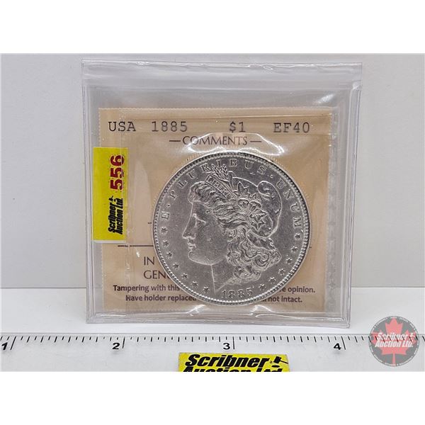 USA Morgan Dollar 1885 (ICCS Cert : EF40)